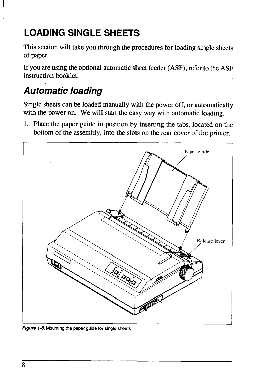 Star Micronics NX-1001 manual Automaticloading 