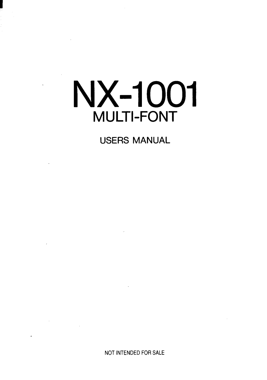 Star Micronics NX-1001 manual 