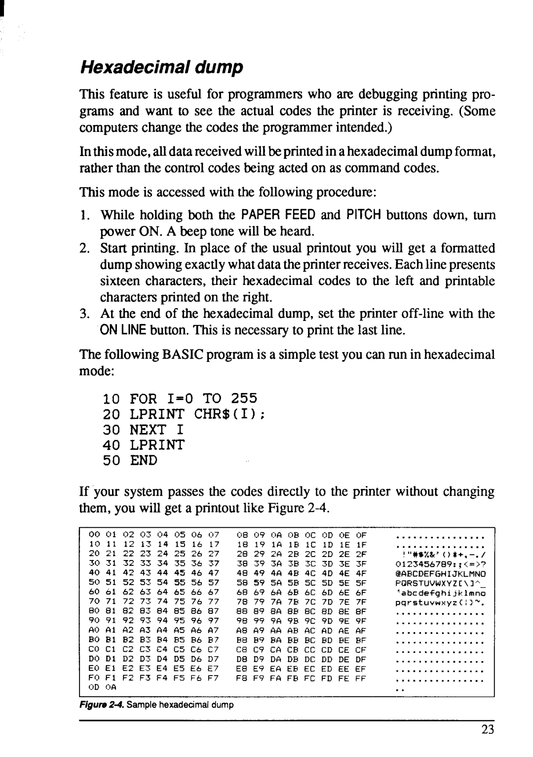 Star Micronics NX-1001 manual Hexadecimaldump 