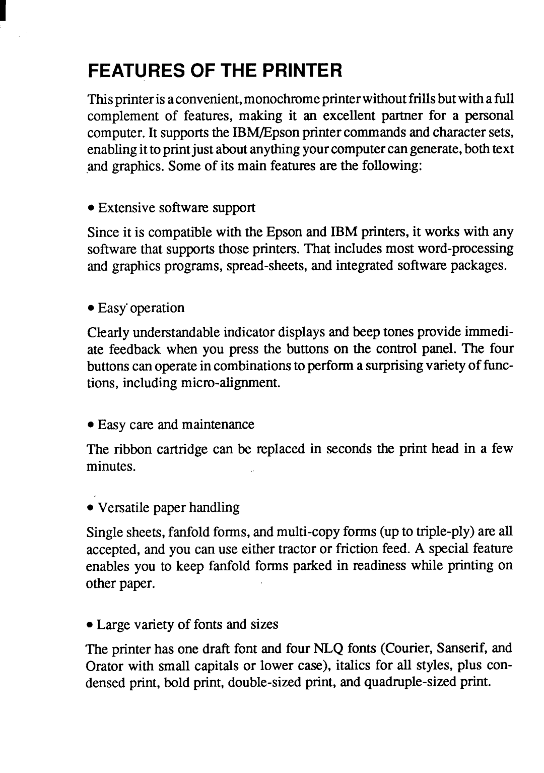 Star Micronics NX-1001 manual A f 