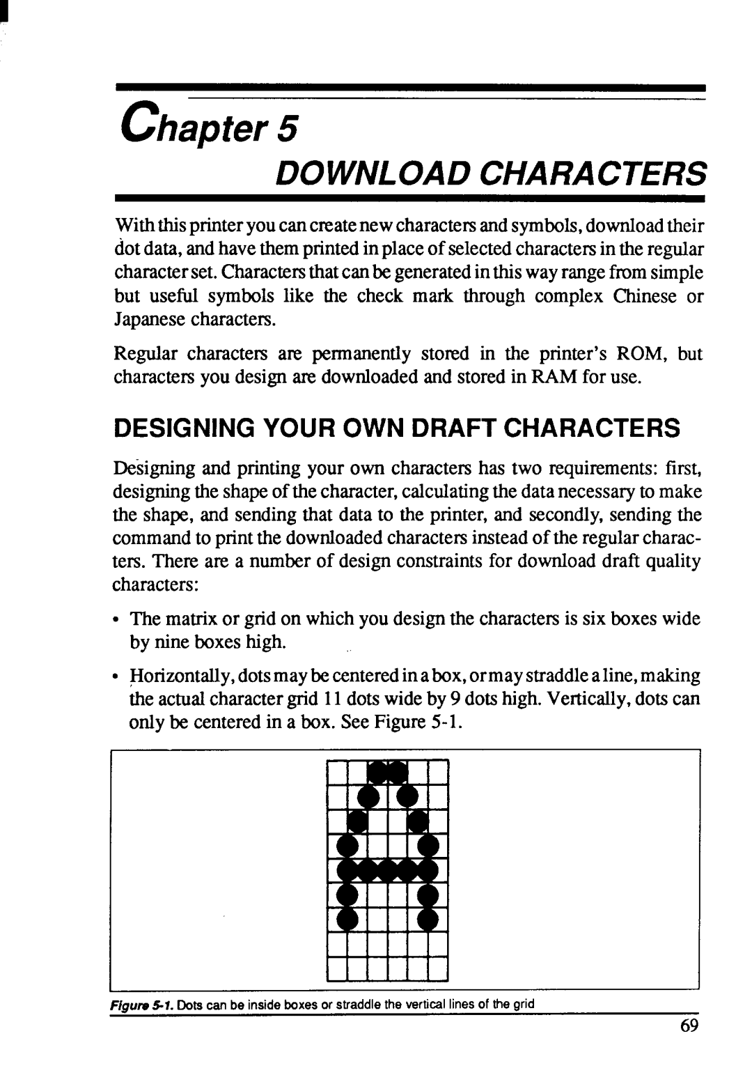 Star Micronics NX-1001 manual Chapter, Designing Your OWN Draft Characters 