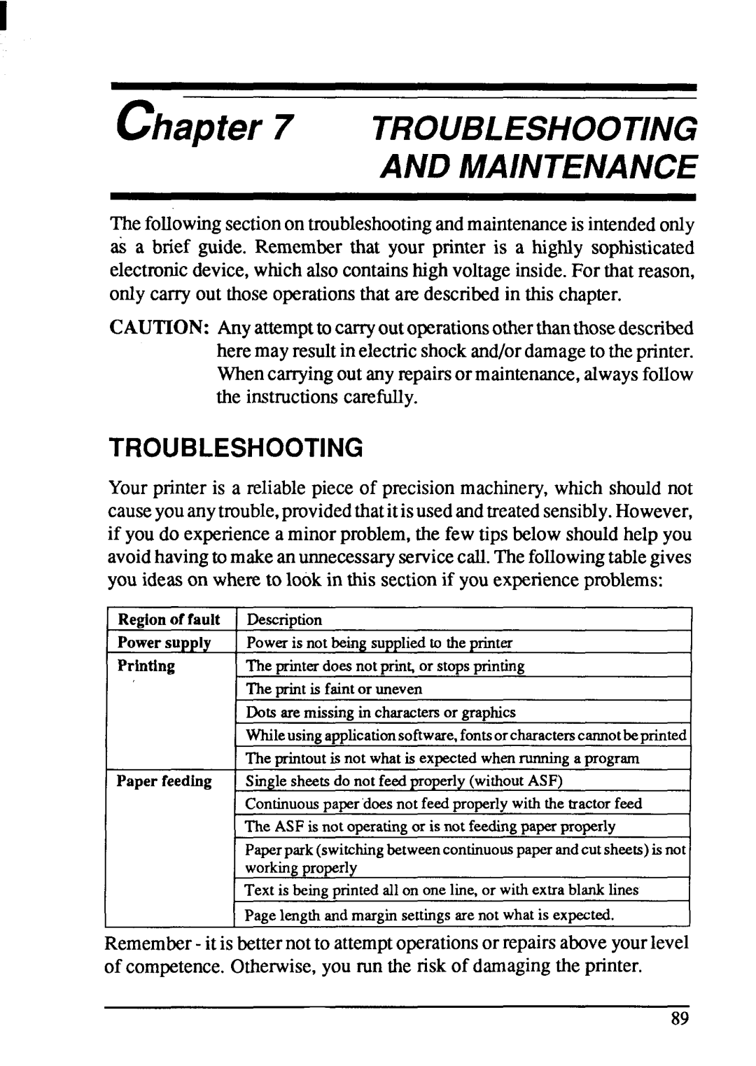 Star Micronics NX-1001 manual Troubleshooting and Maintenance 