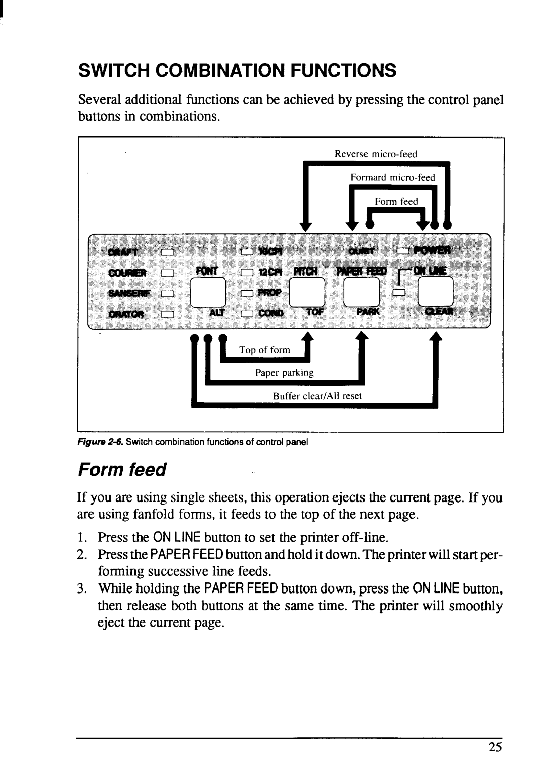 Star Micronics NX-1001 manual Form feed 