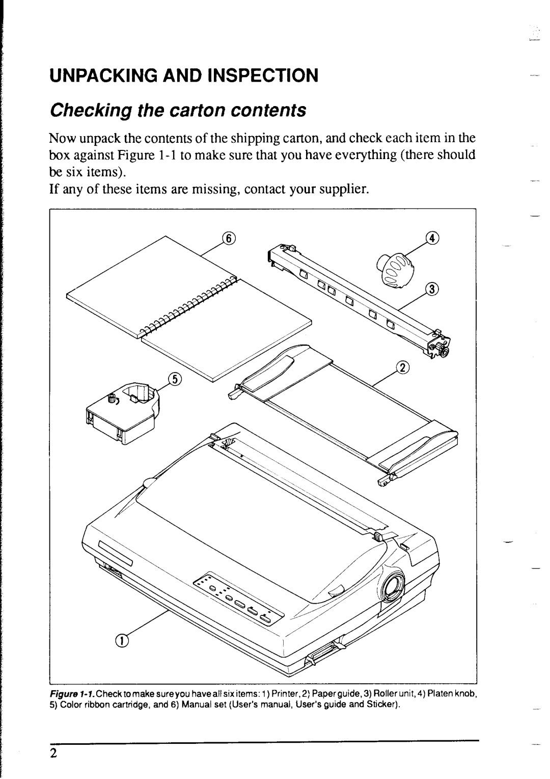 Star Micronics NX-1020 user manual Checking the carton contents 