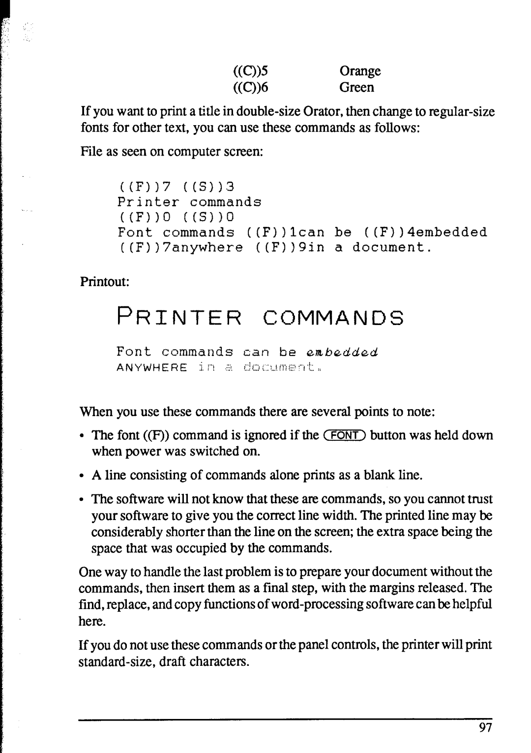 Star Micronics NX-1020 user manual Printer Commands 