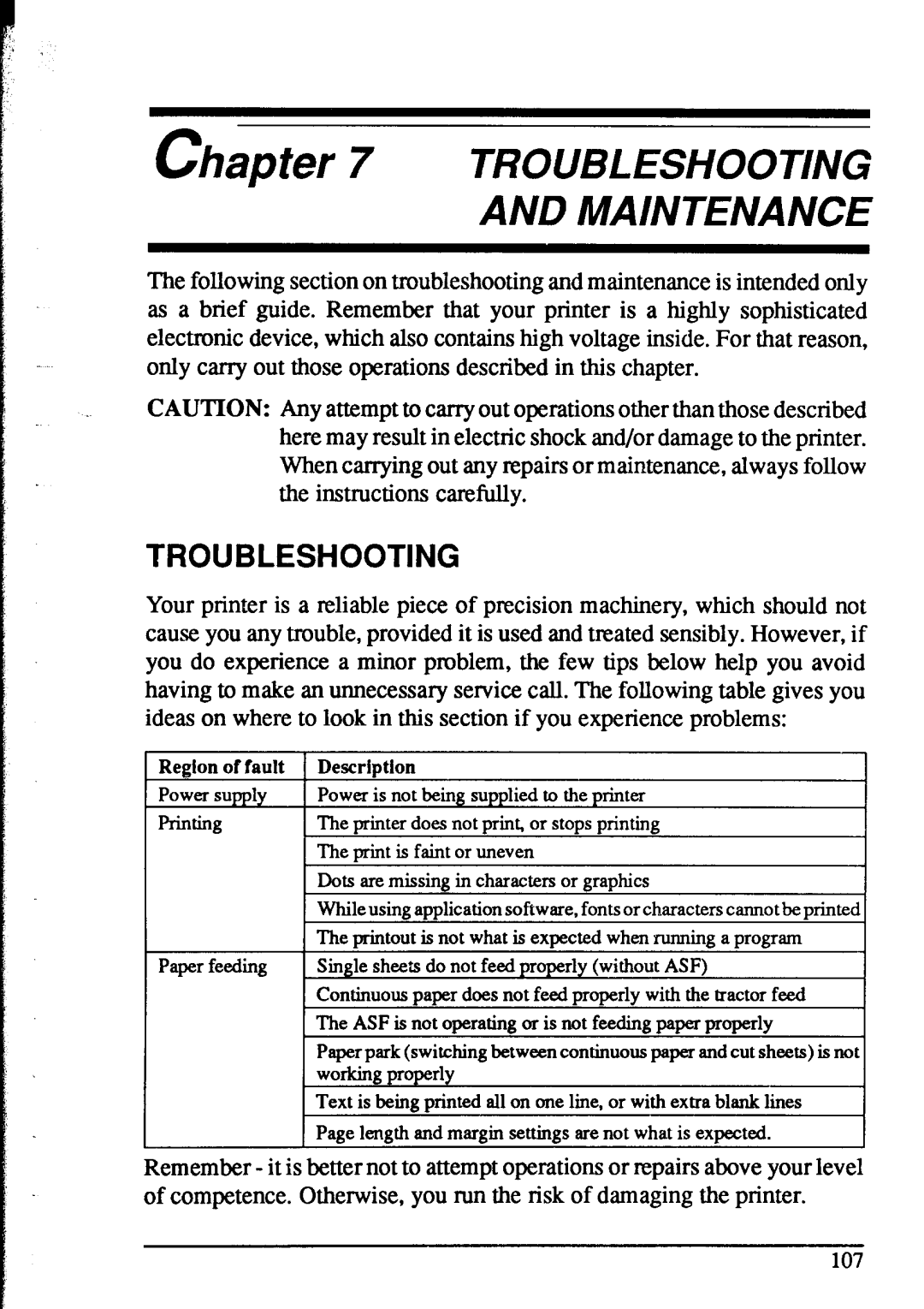 Star Micronics NX-1020 user manual Troubleshooting and Maintenance 