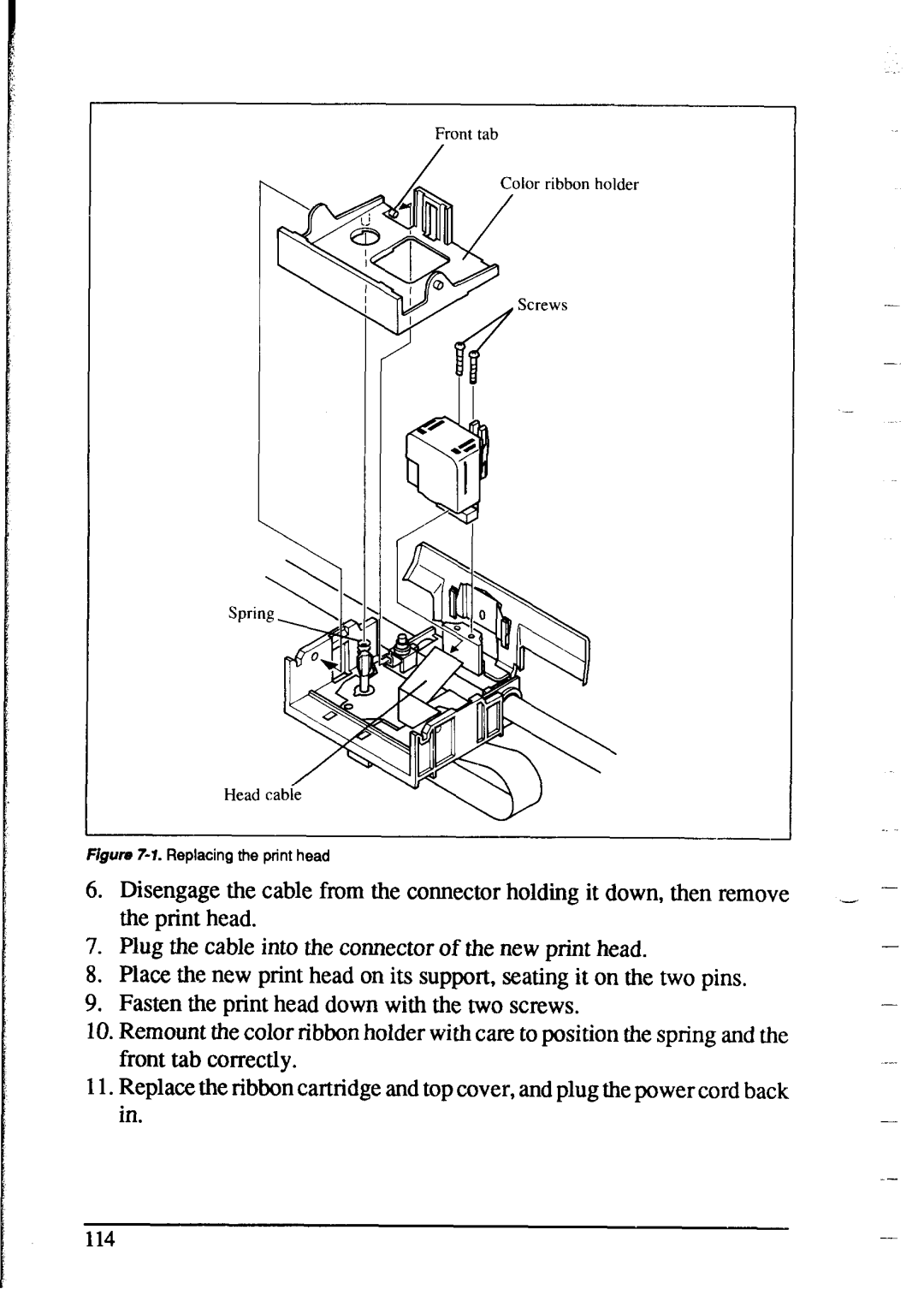 Star Micronics NX-1020 user manual Front tab Lor ribbon holder 