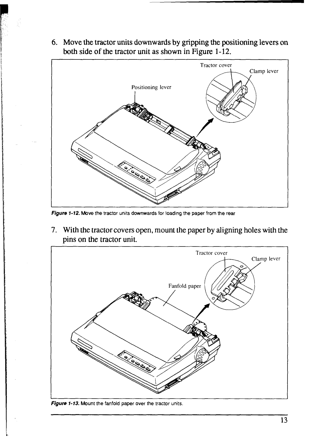 Star Micronics NX-1020 user manual Figure l-73. Mount the fanfold paper over the tractor units 