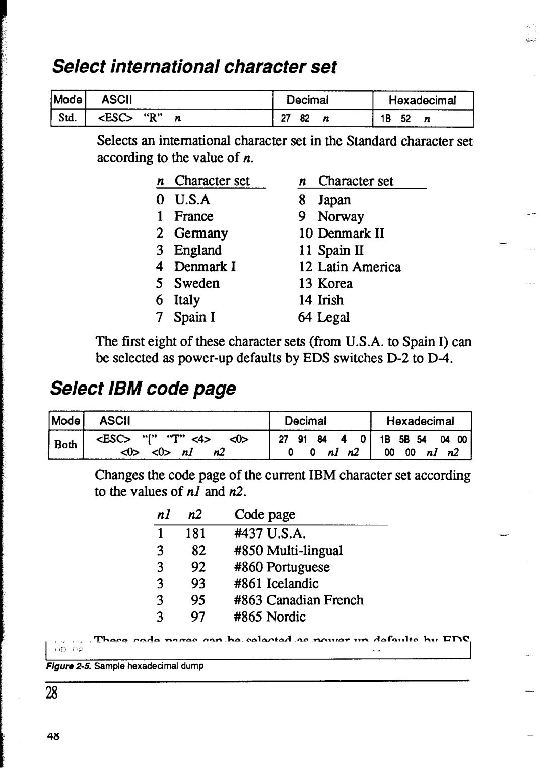 Star Micronics NX-1020 user manual Select international Character set, Select IBM code 