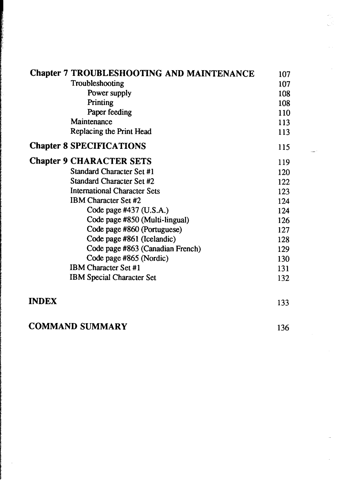 Star Micronics NX-1020 user manual Index Command Summary 