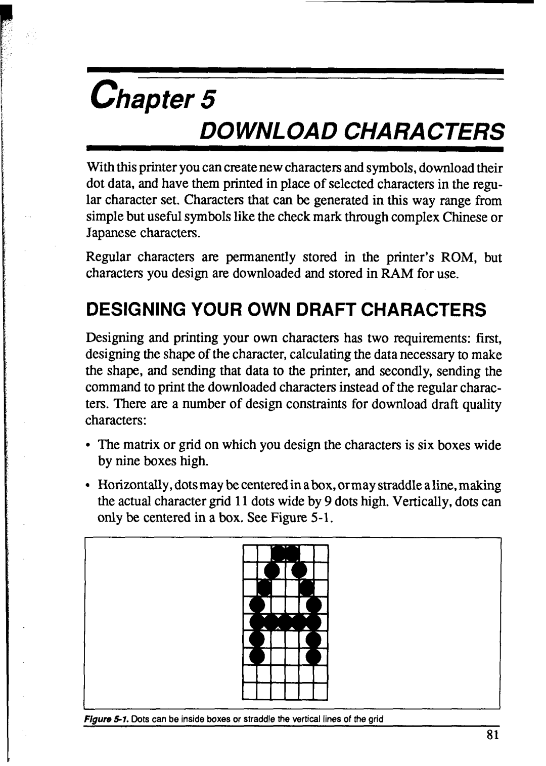 Star Micronics NX-1020 user manual Download Characters, Designing Your OWN Draft Characters 