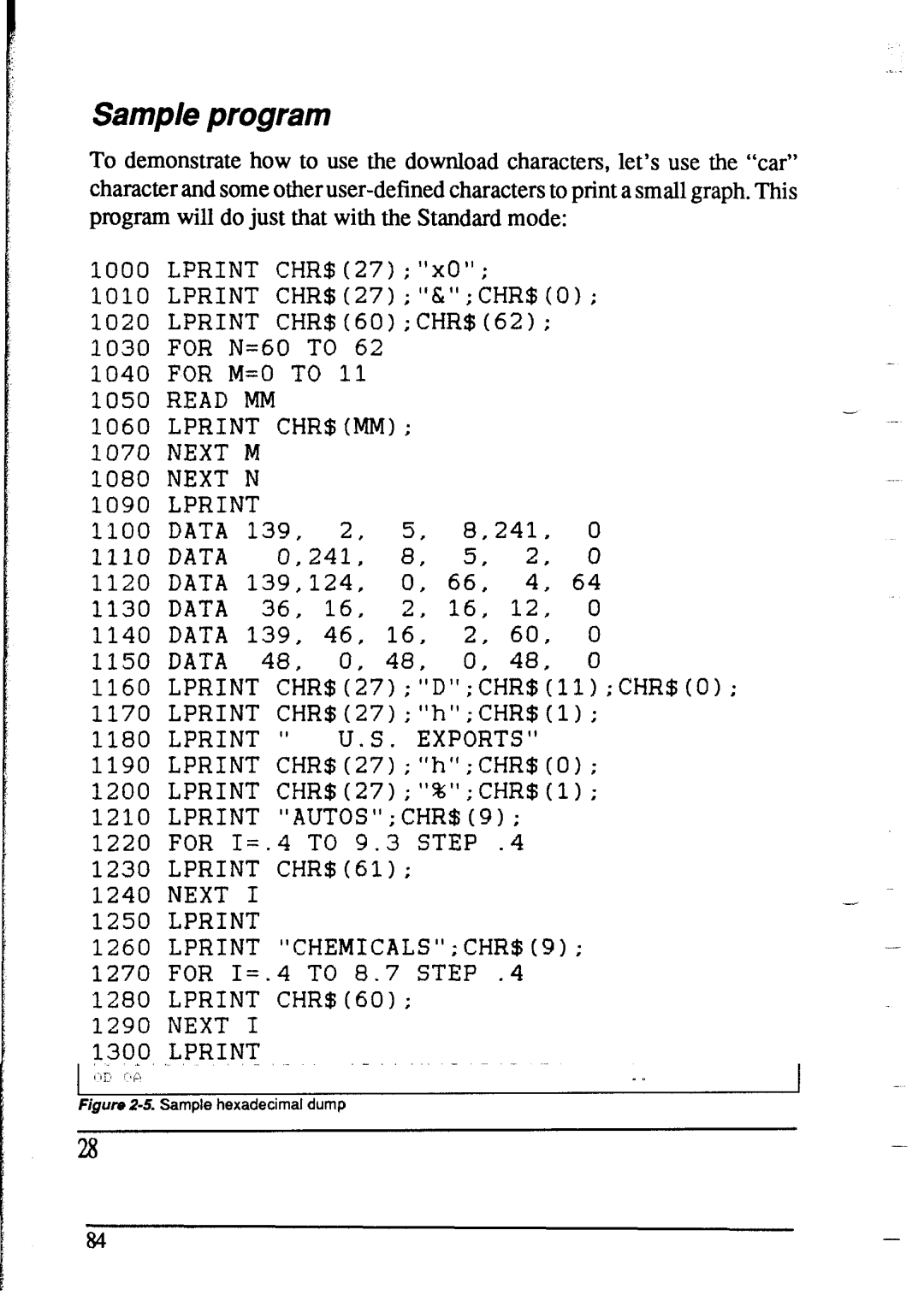 Star Micronics NX-1020 user manual Sample program, Lprint 