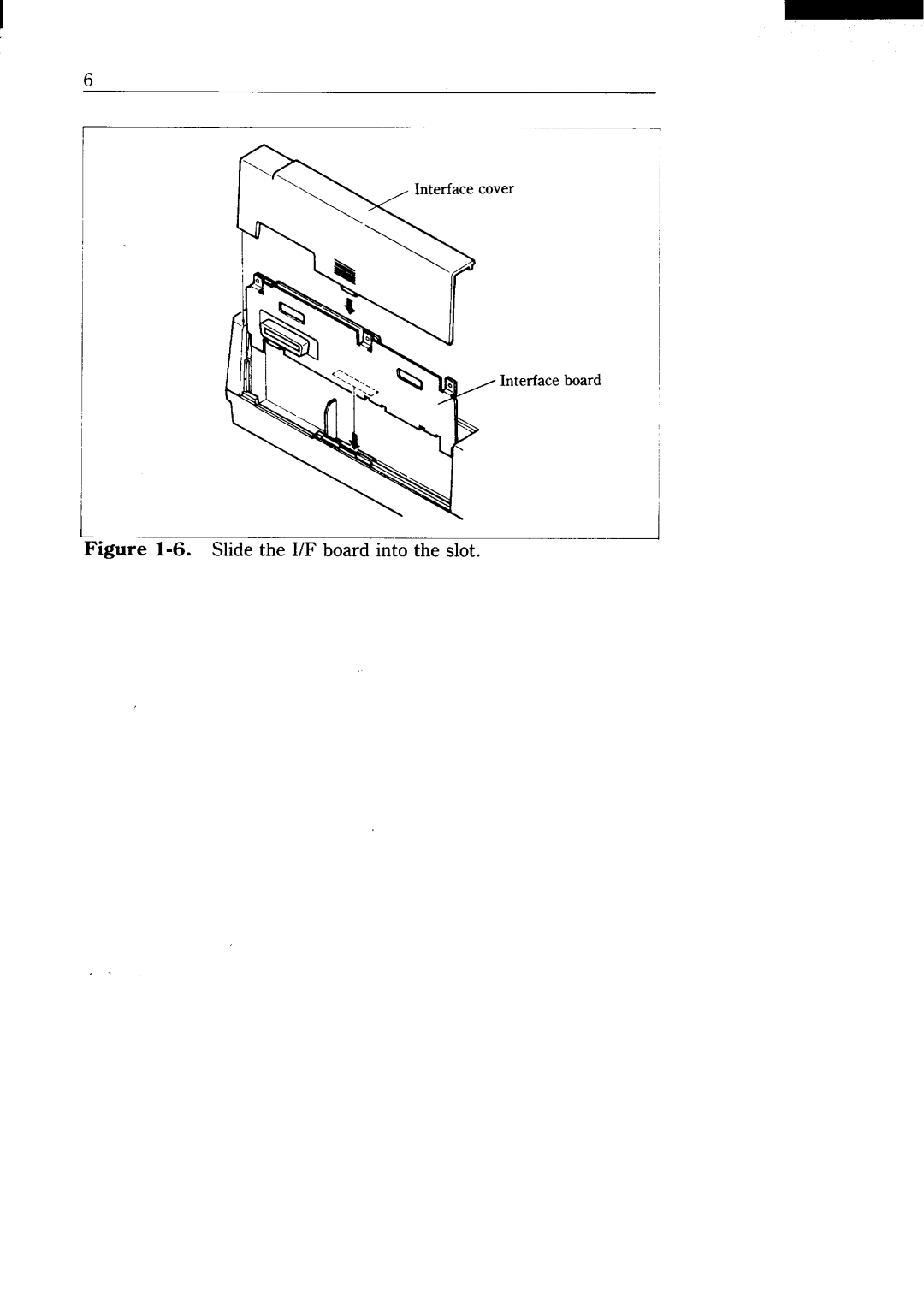 Star Micronics NX-15 user manual ~igure 1-6. Slidethe I/F board into the slot, I terface board ~ 