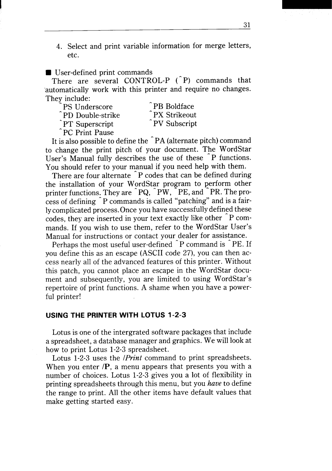 Star Micronics NX-15 user manual Using The Printerwith Lotus 
