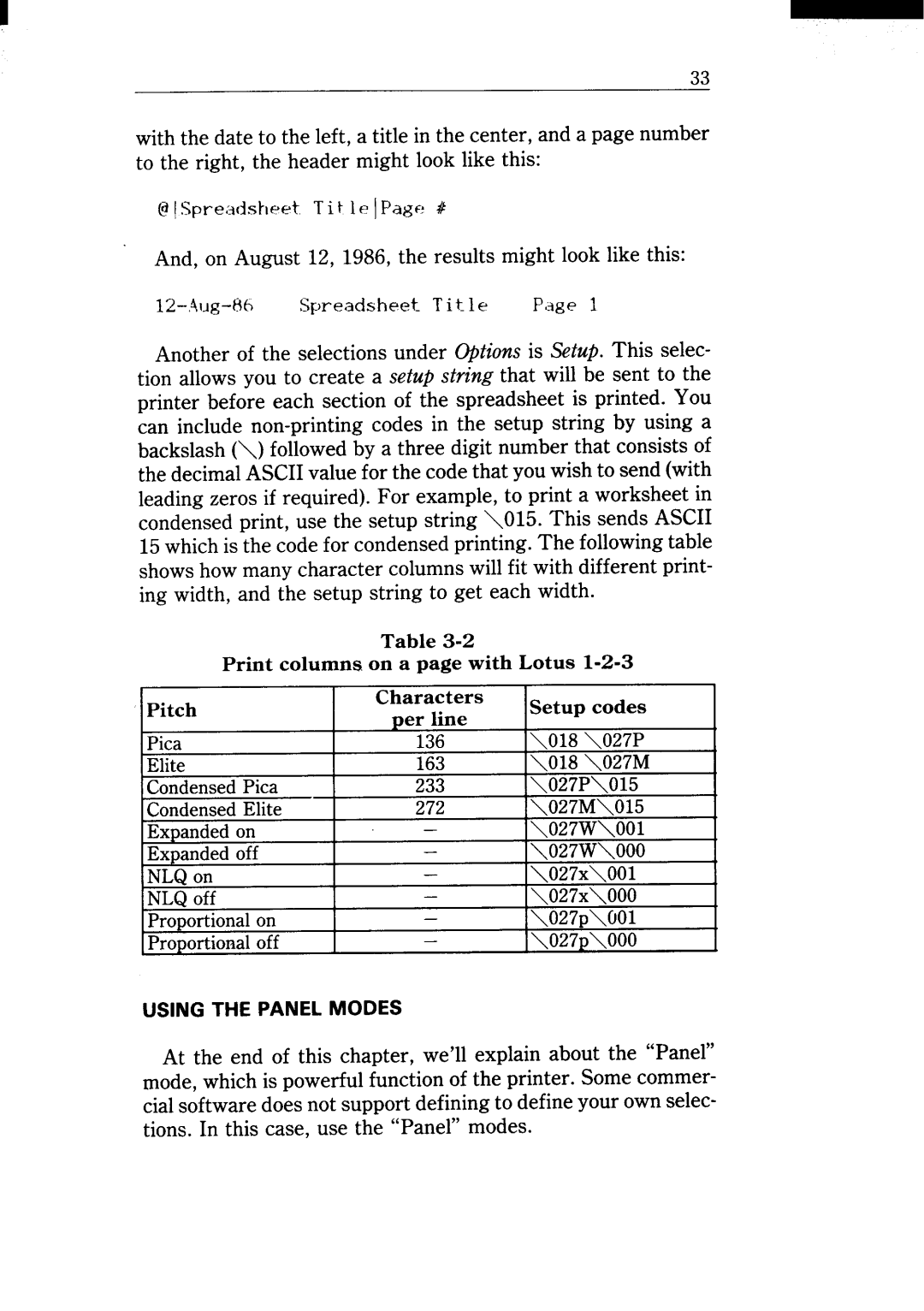 Star Micronics NX-15 user manual And, on August 12, 1986, the results might look like this 