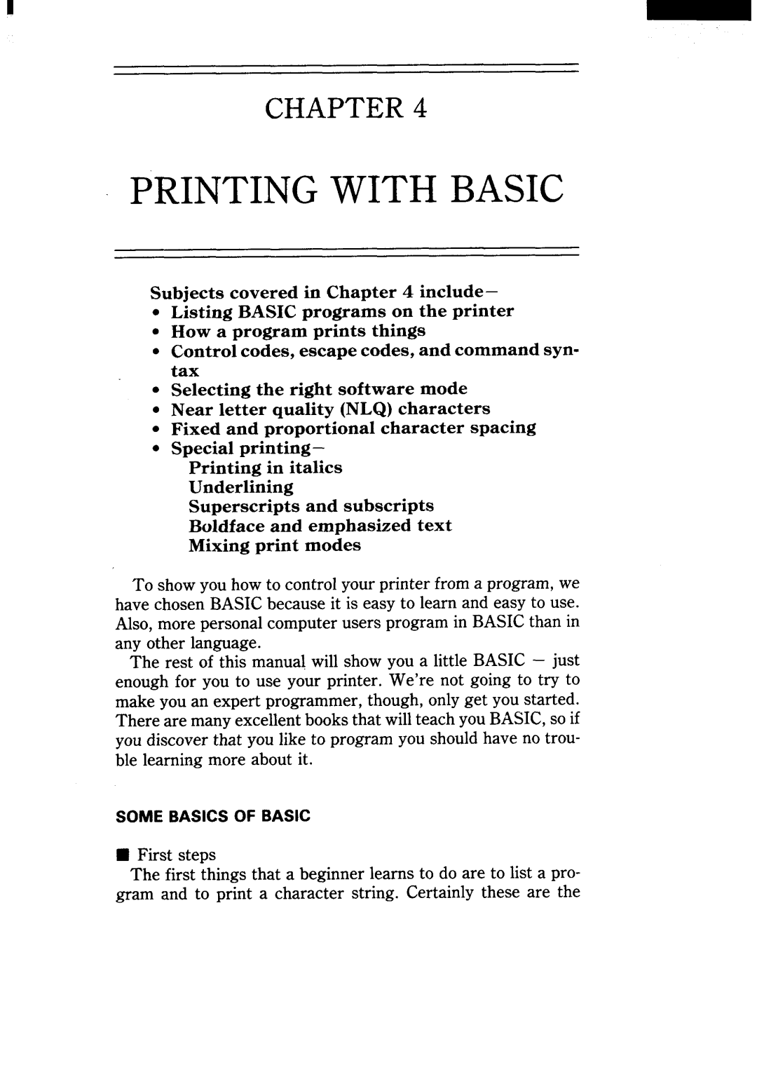 Star Micronics NX-15 user manual Printingwith Basic, Chapter 