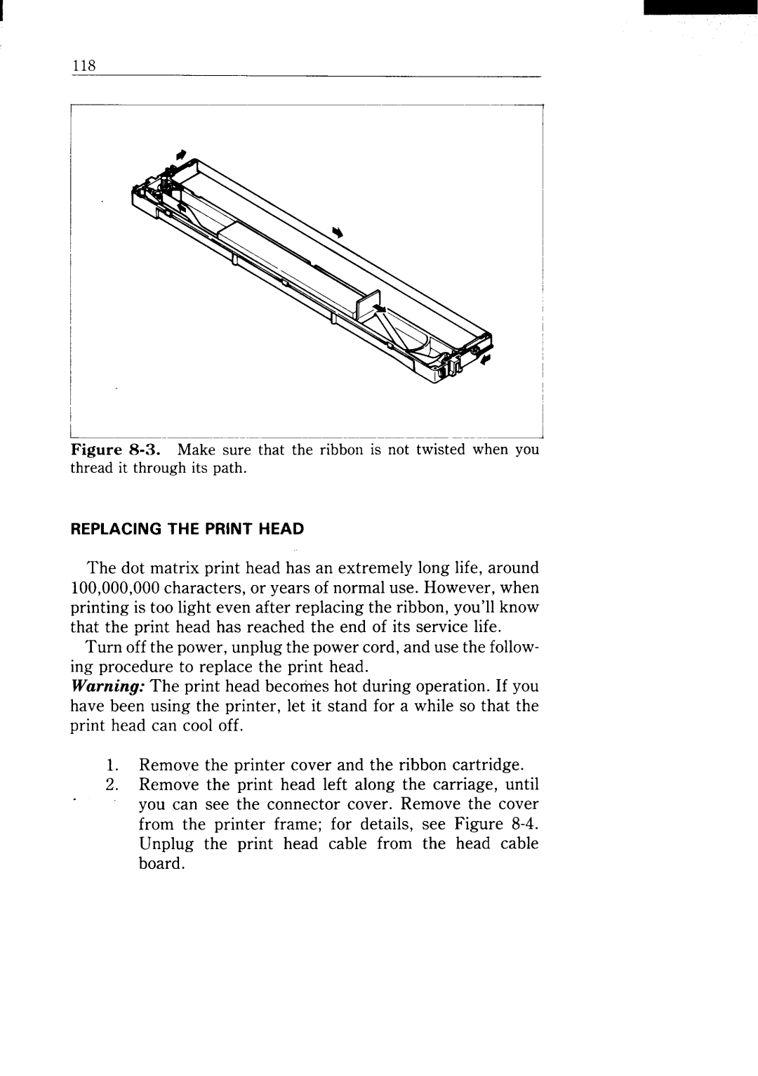 Star Micronics NX-15 user manual Replacingthe Print Head 