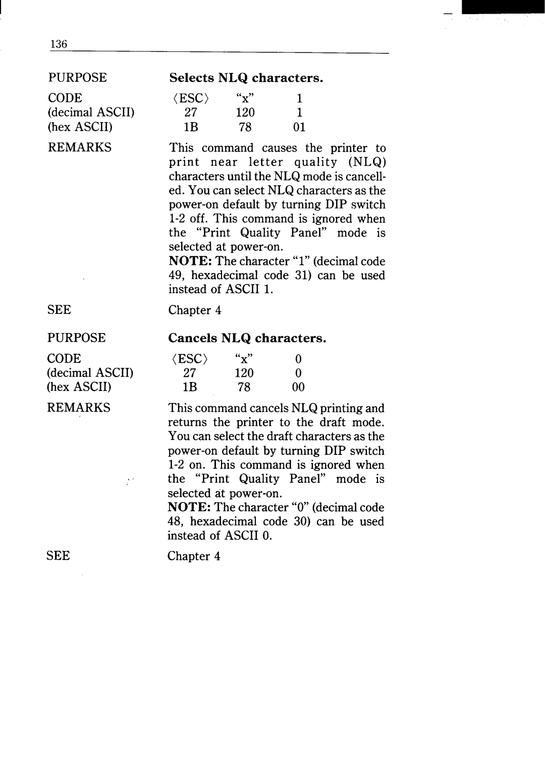 Star Micronics NX-15 user manual Remarks See Purpose Code 