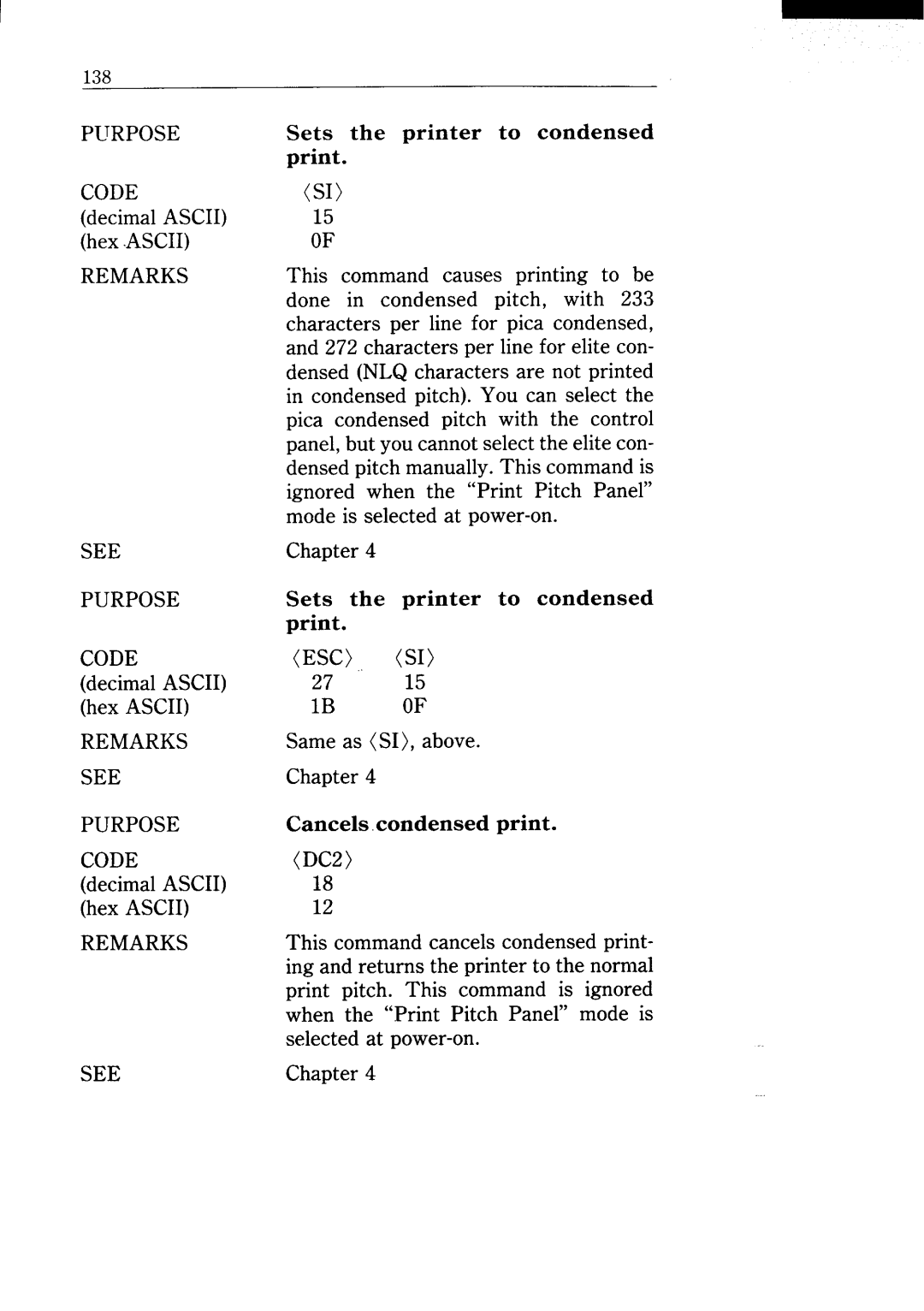 Star Micronics NX-15 user manual Decimal Ascii Hex .ASCII 