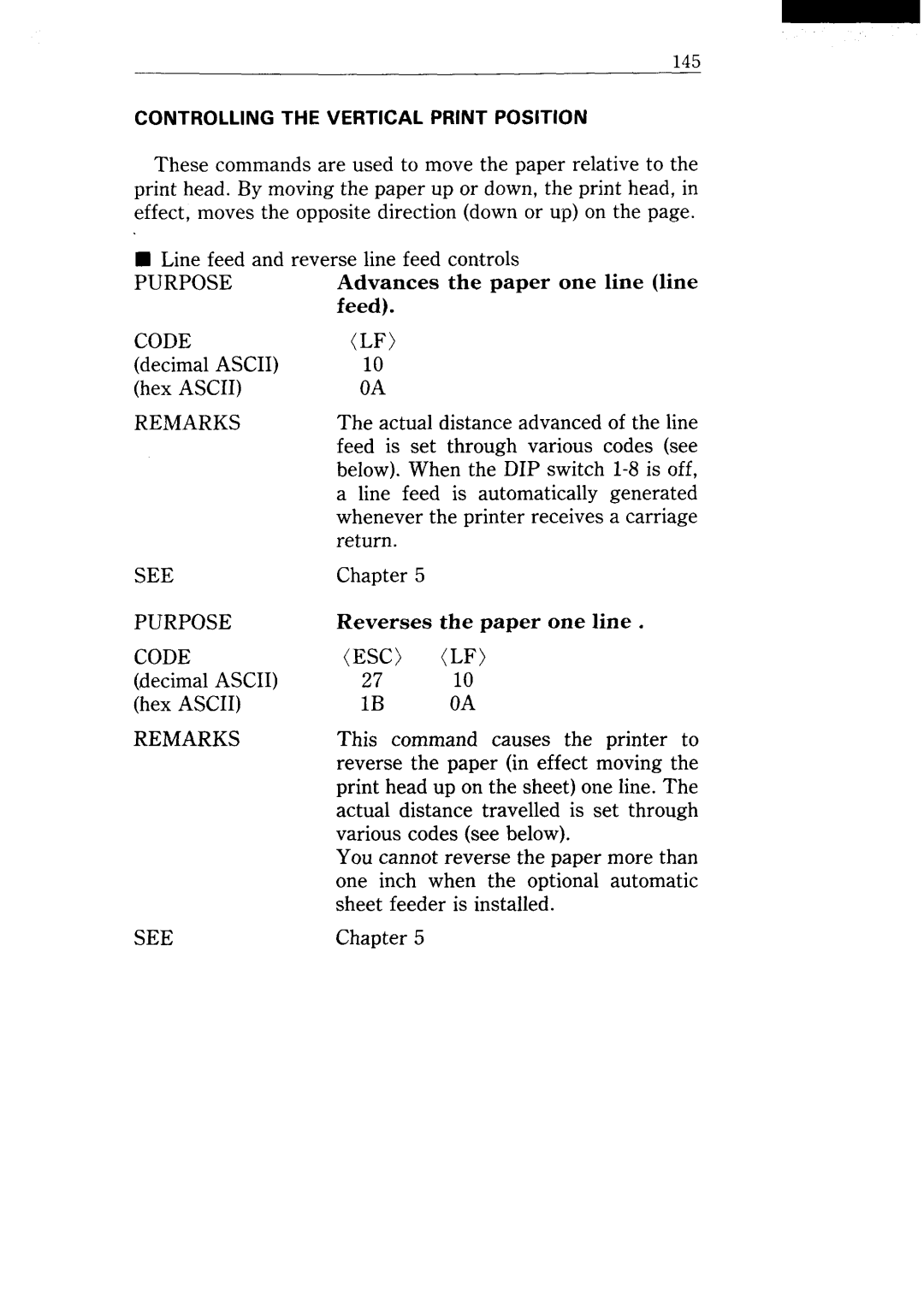 Star Micronics NX-15 user manual Actual distance advanced of the line 