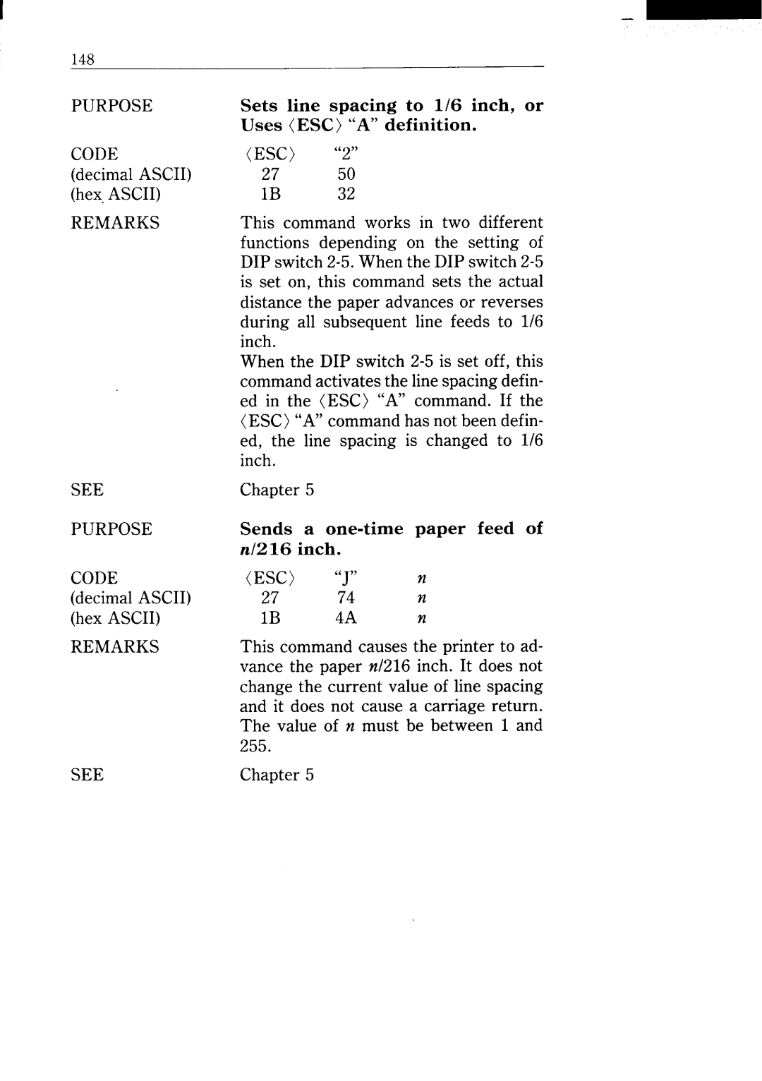 Star Micronics NX-15 user manual During all subsequent line feeds to 1/6 