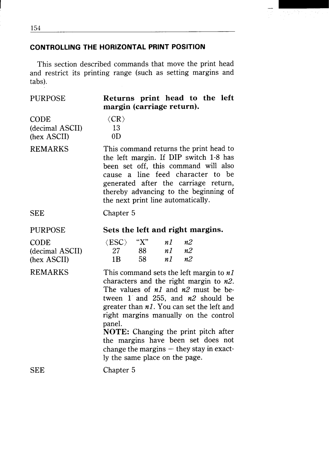 Star Micronics NX-15 user manual This command returns the print head to 