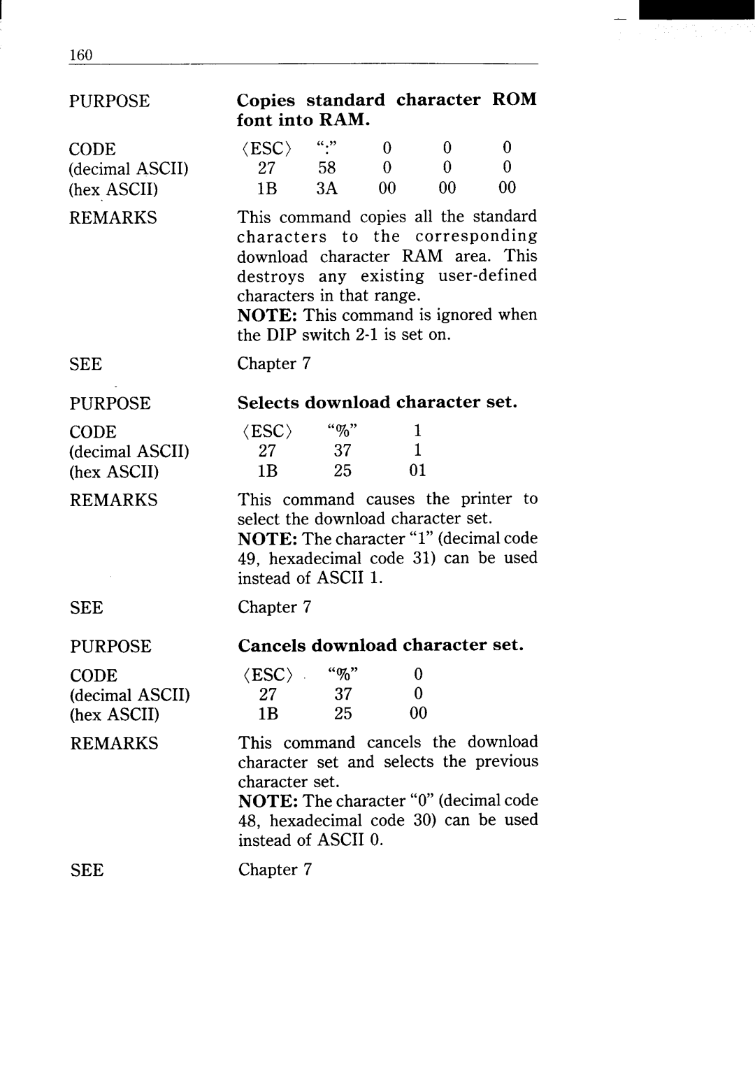 Star Micronics NX-15 user manual Decimal Ascii hexASCII 