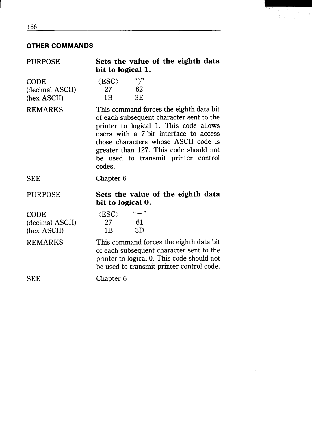 Star Micronics NX-15 user manual IB 3E, Code ESC 