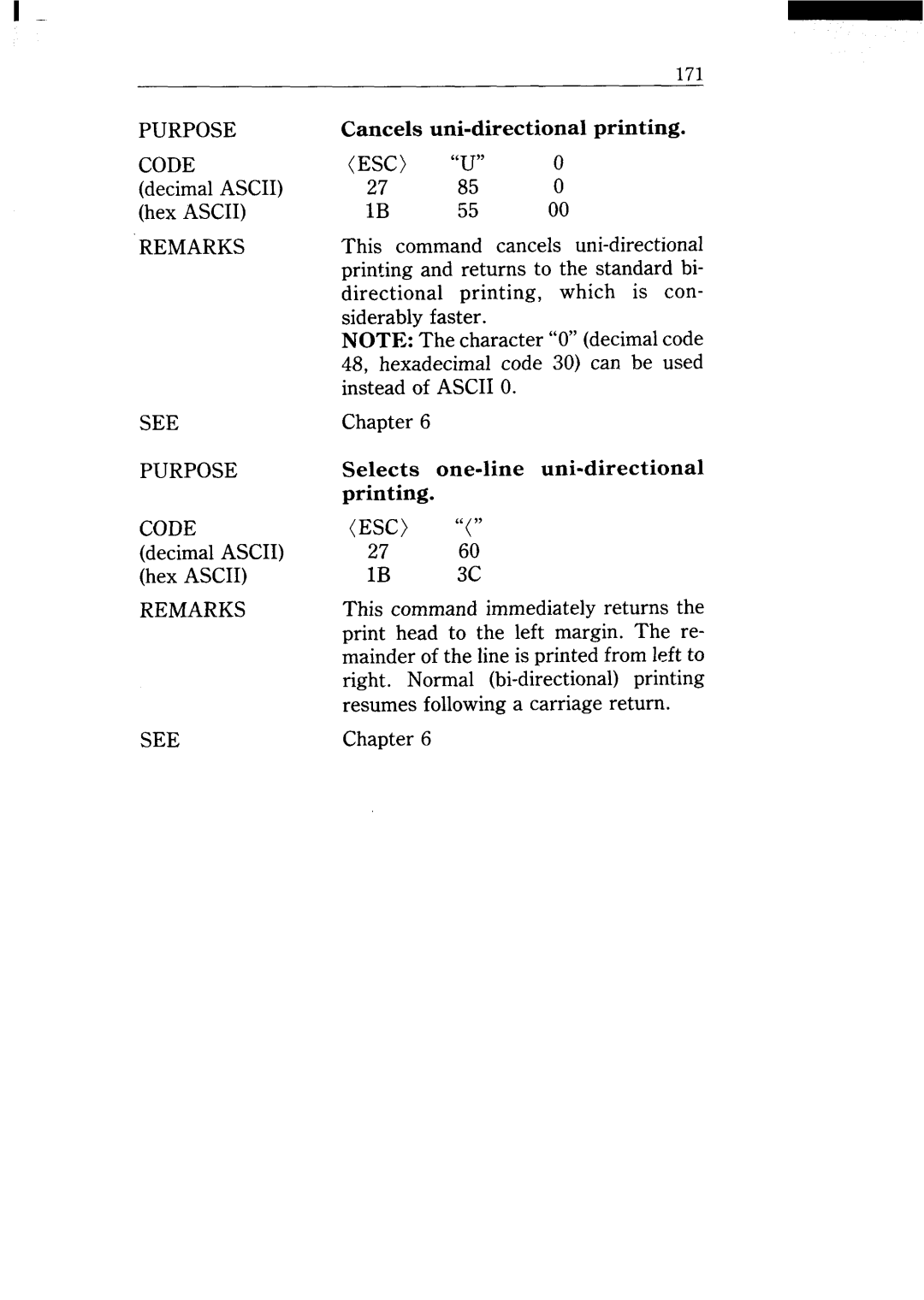 Star Micronics NX-15 user manual This command cancels uni-directional 