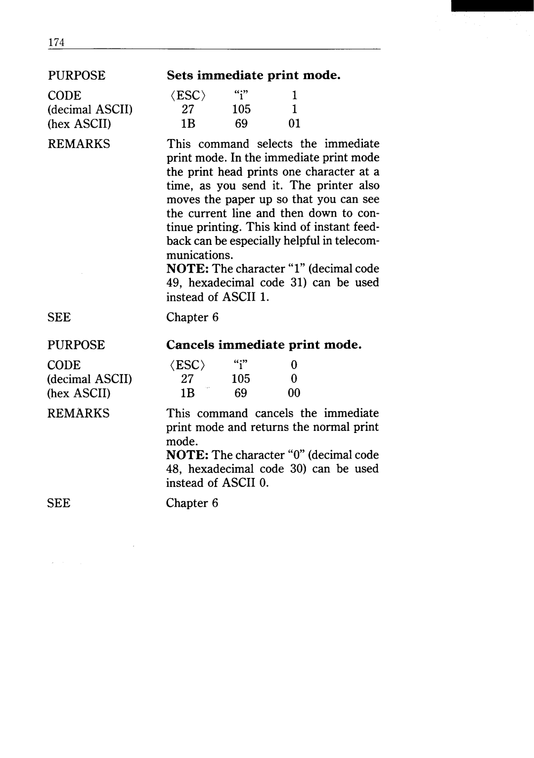 Star Micronics NX-15 user manual This command selects the immediate 