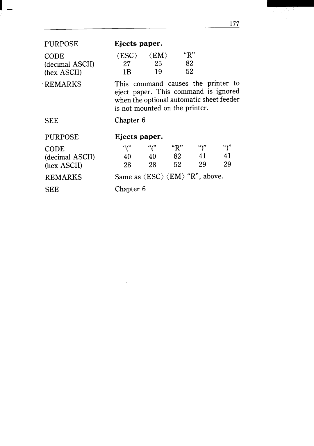 Star Micronics NX-15 user manual Same as ESC EM R, above Chapter 