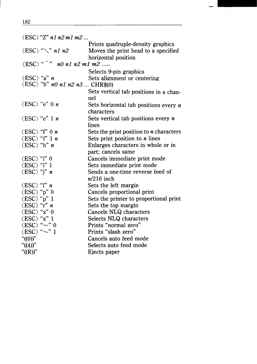 Star Micronics NX-15 user manual ESC Znl n2 ml m2, NOnl n2 ml m2 