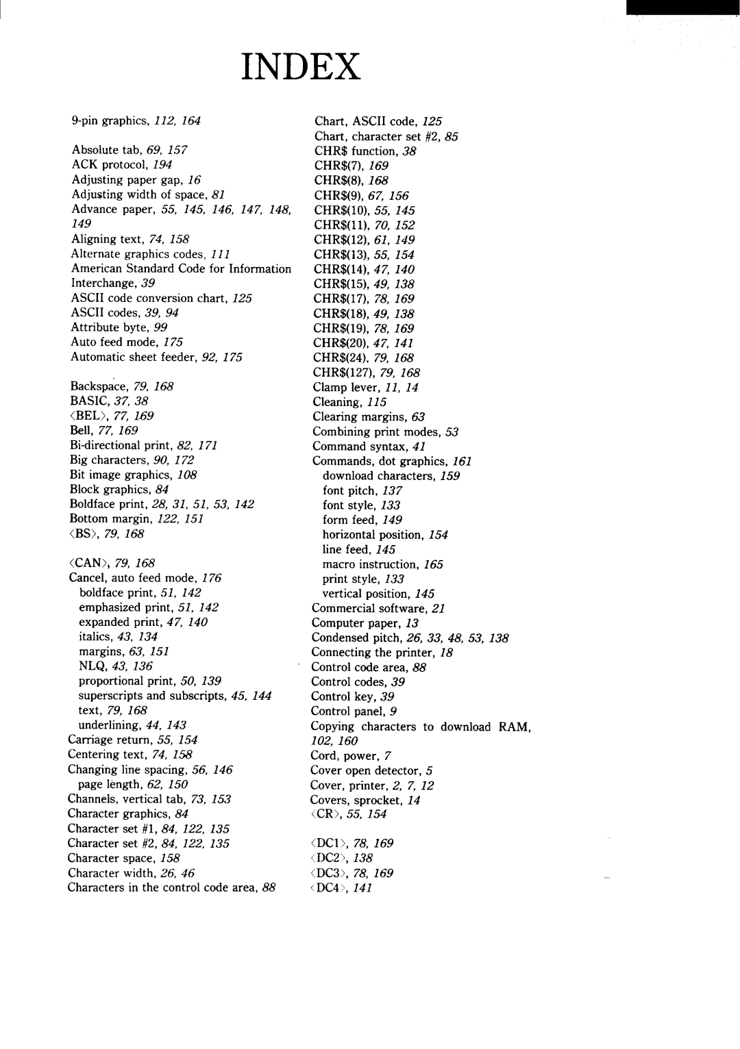 Star Micronics NX-15 user manual Index 