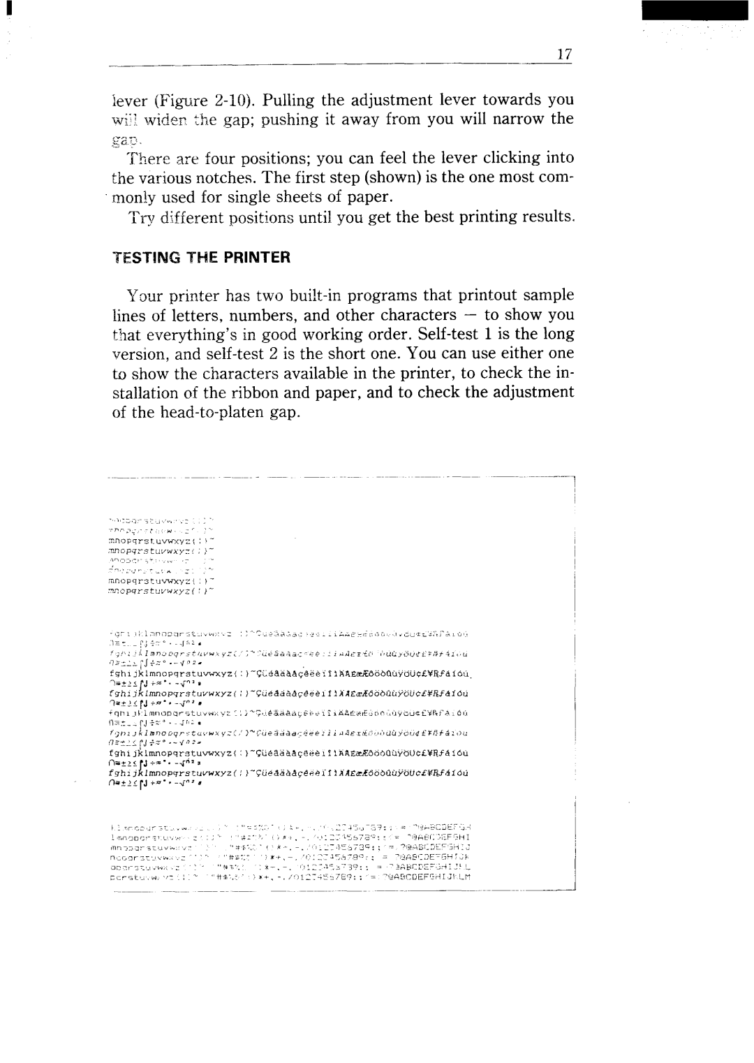 Star Micronics NX-15 user manual Lever -10.Pulling the adjustment lever towards you 