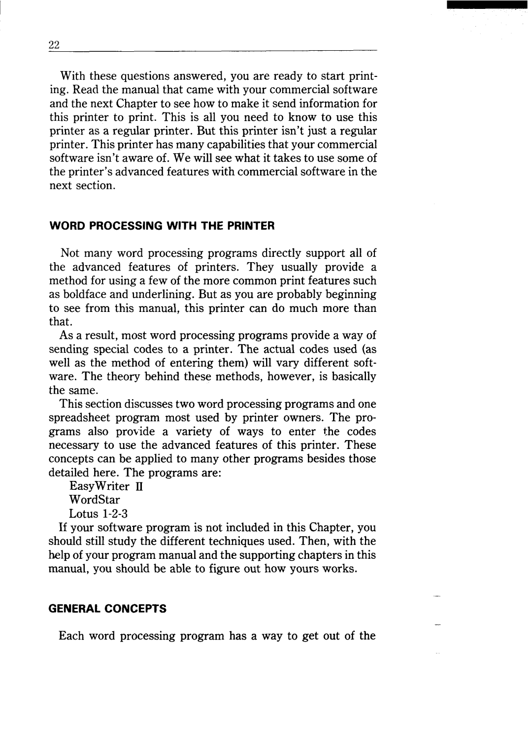 Star Micronics NX-15 user manual Each word processing program has a way to get out 