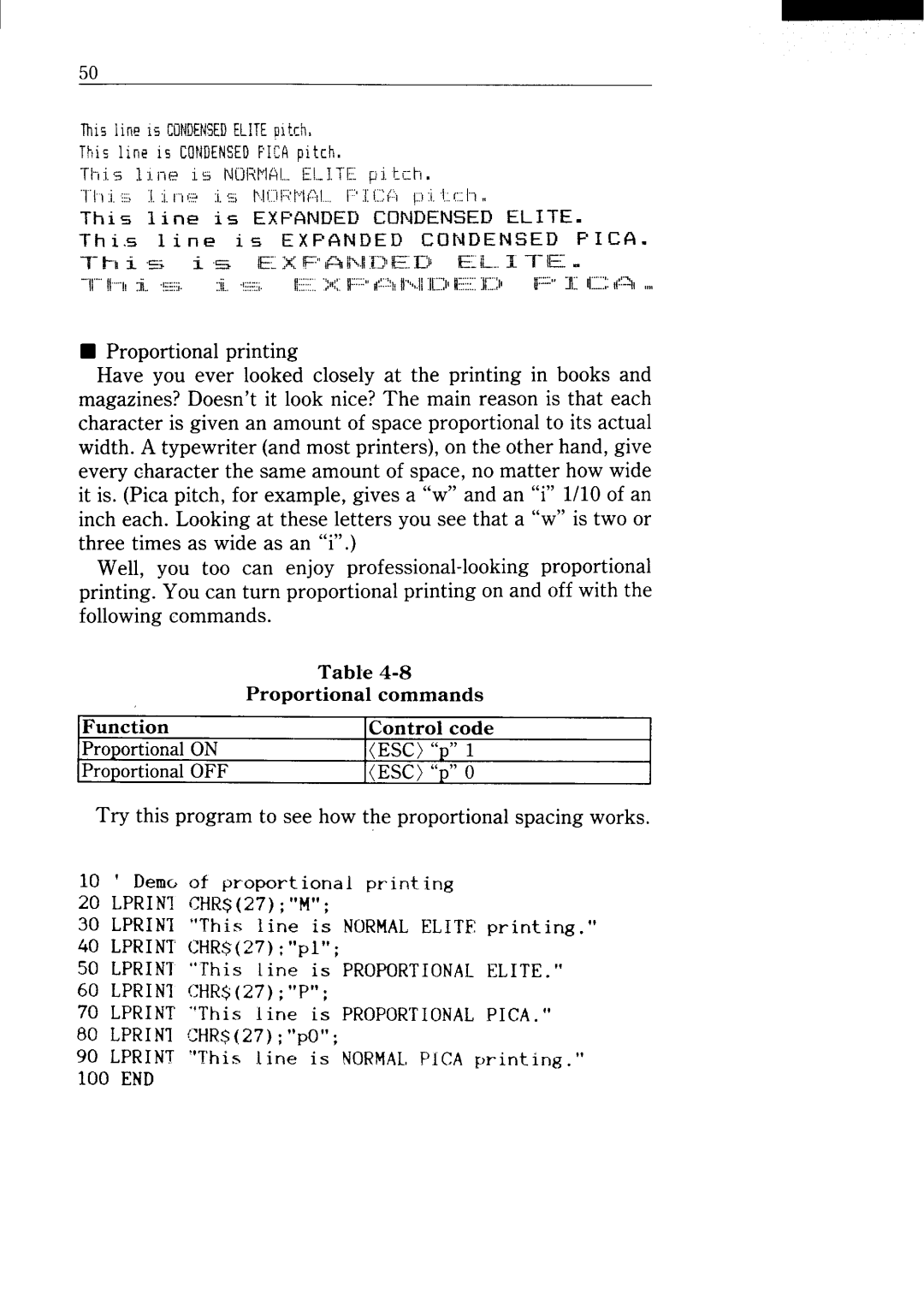 Star Micronics NX-15 user manual ProportionalON ESC p ProportionalOFF ESC p O 