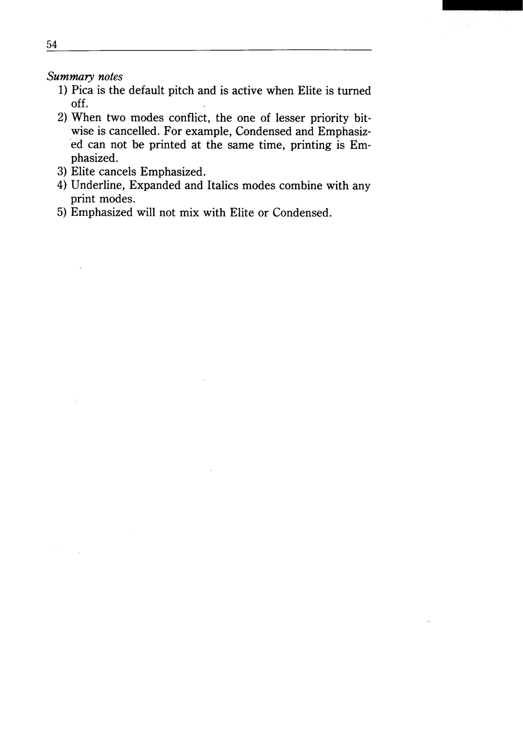 Star Micronics NX-15 user manual Summa-y notes 