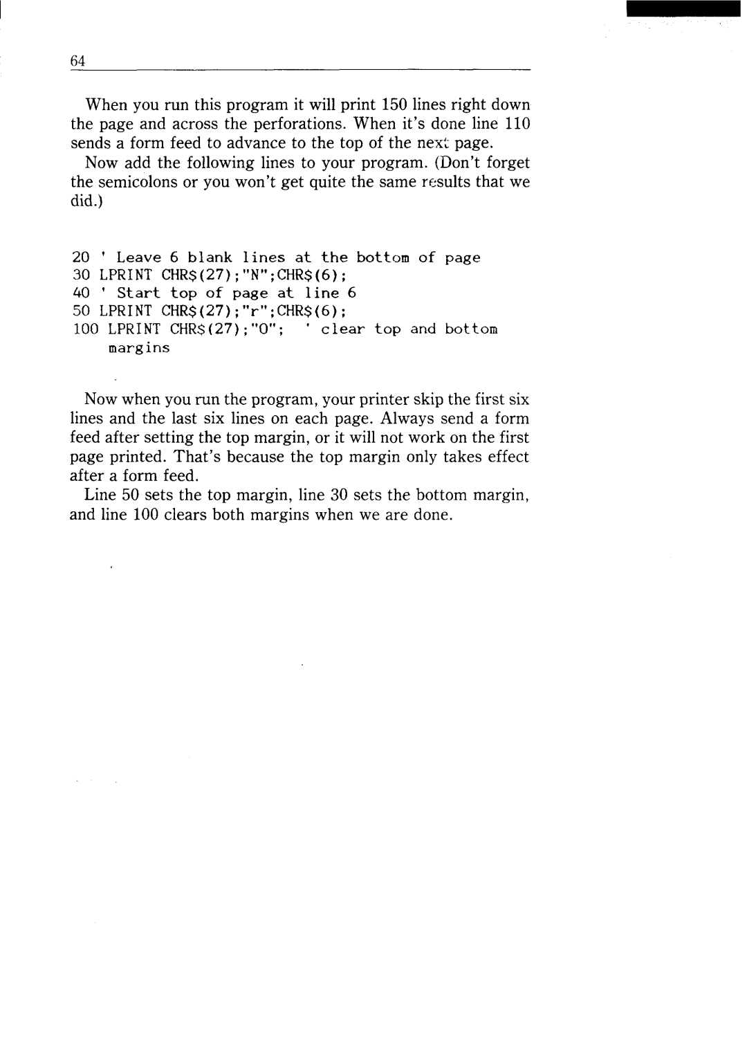 Star Micronics NX-15 user manual LPRINTCHR$27 r CHR$6 