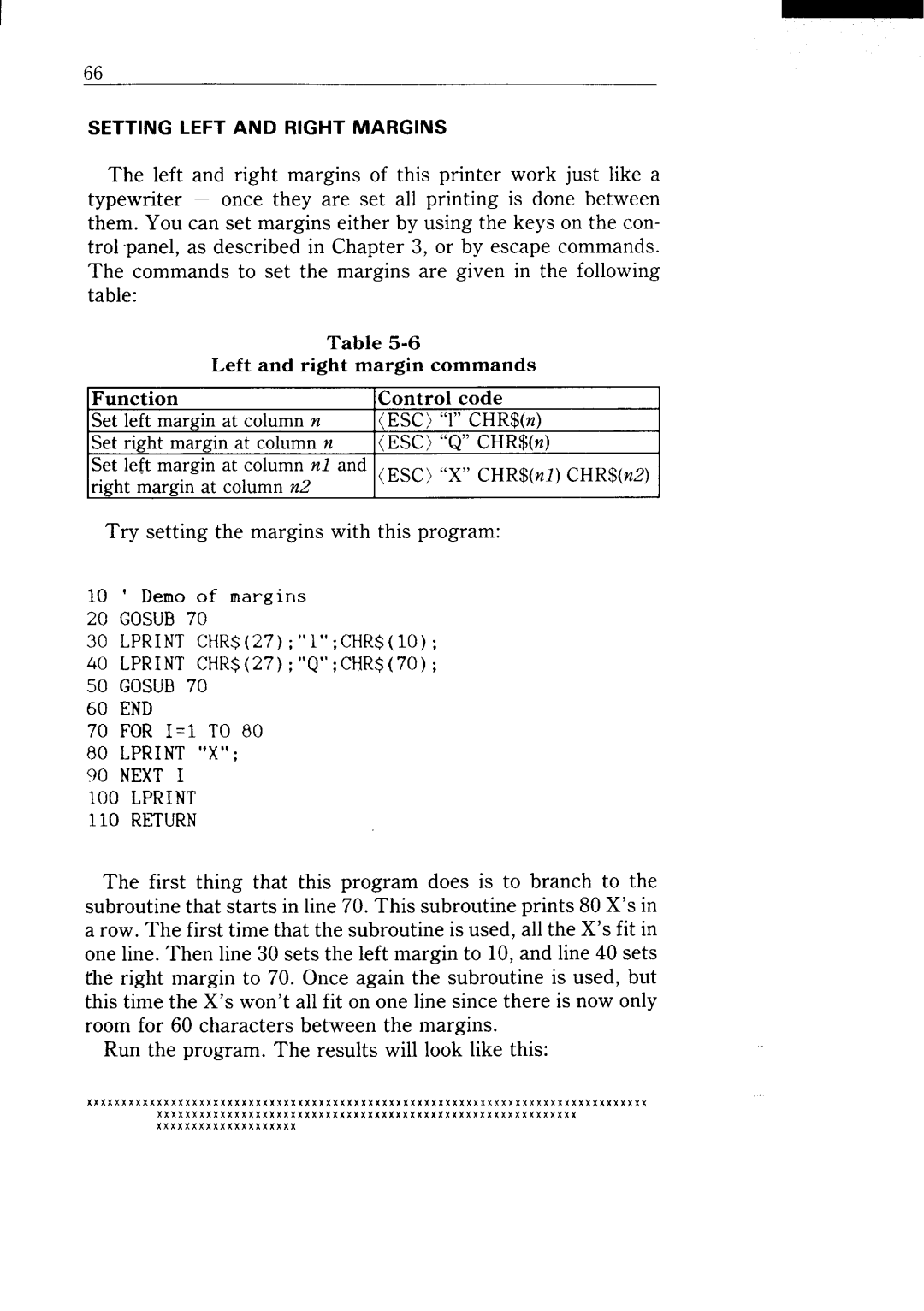 Star Micronics NX-15 user manual Setting Left and Right Margins 