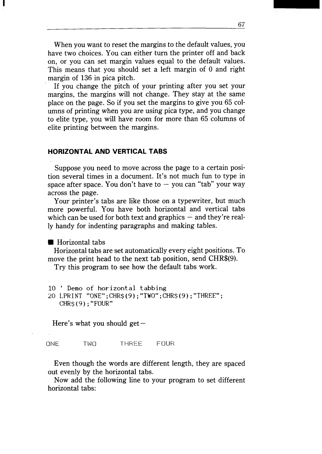 Star Micronics NX-15 user manual Horizontal and Vertical Tabs 