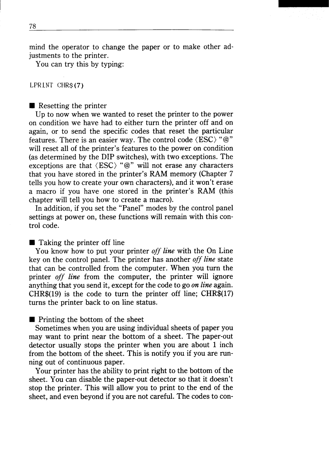 Star Micronics NX-15 user manual LPRINTCHR$7 