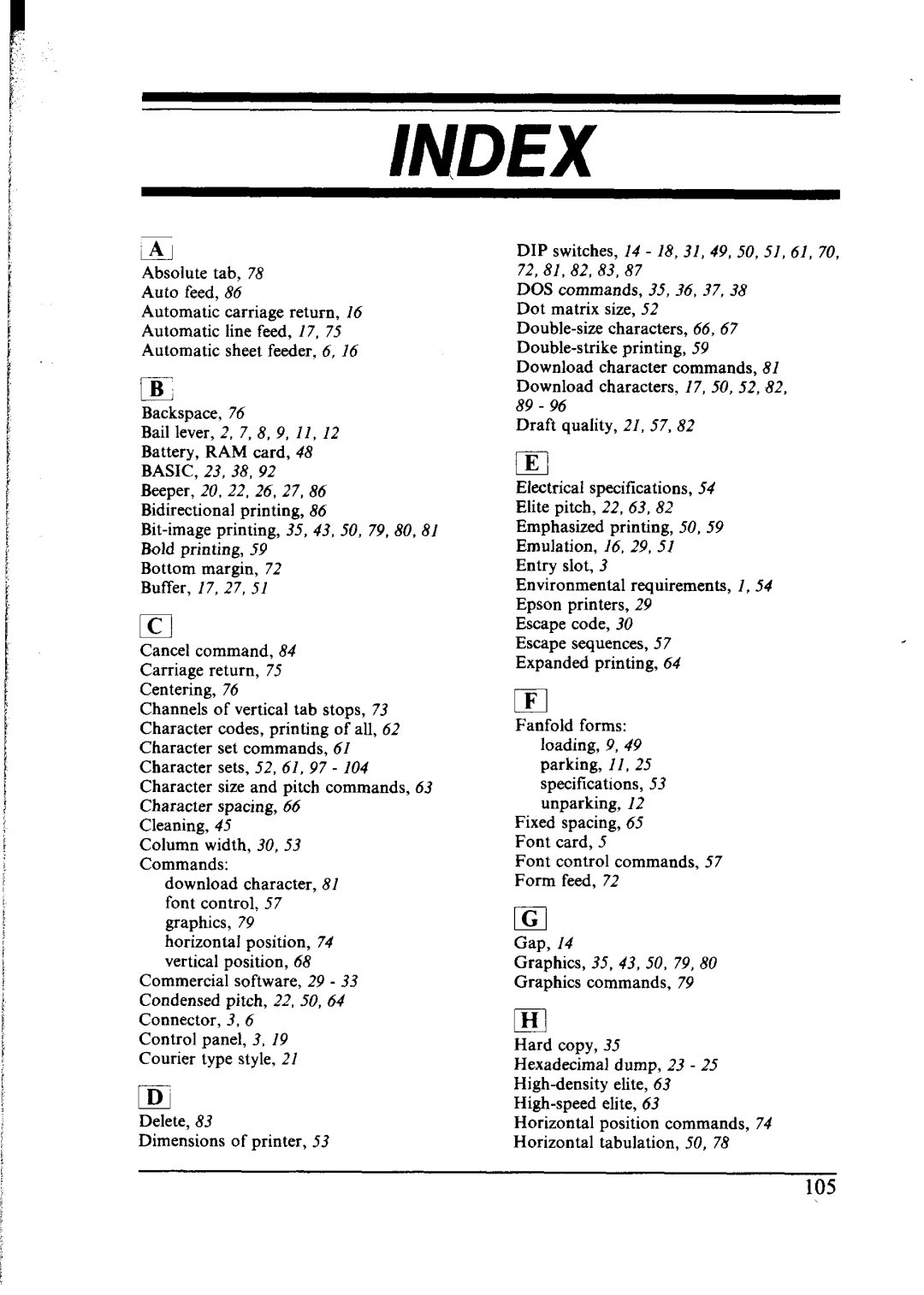 Star Micronics NX-2400 user manual Index 