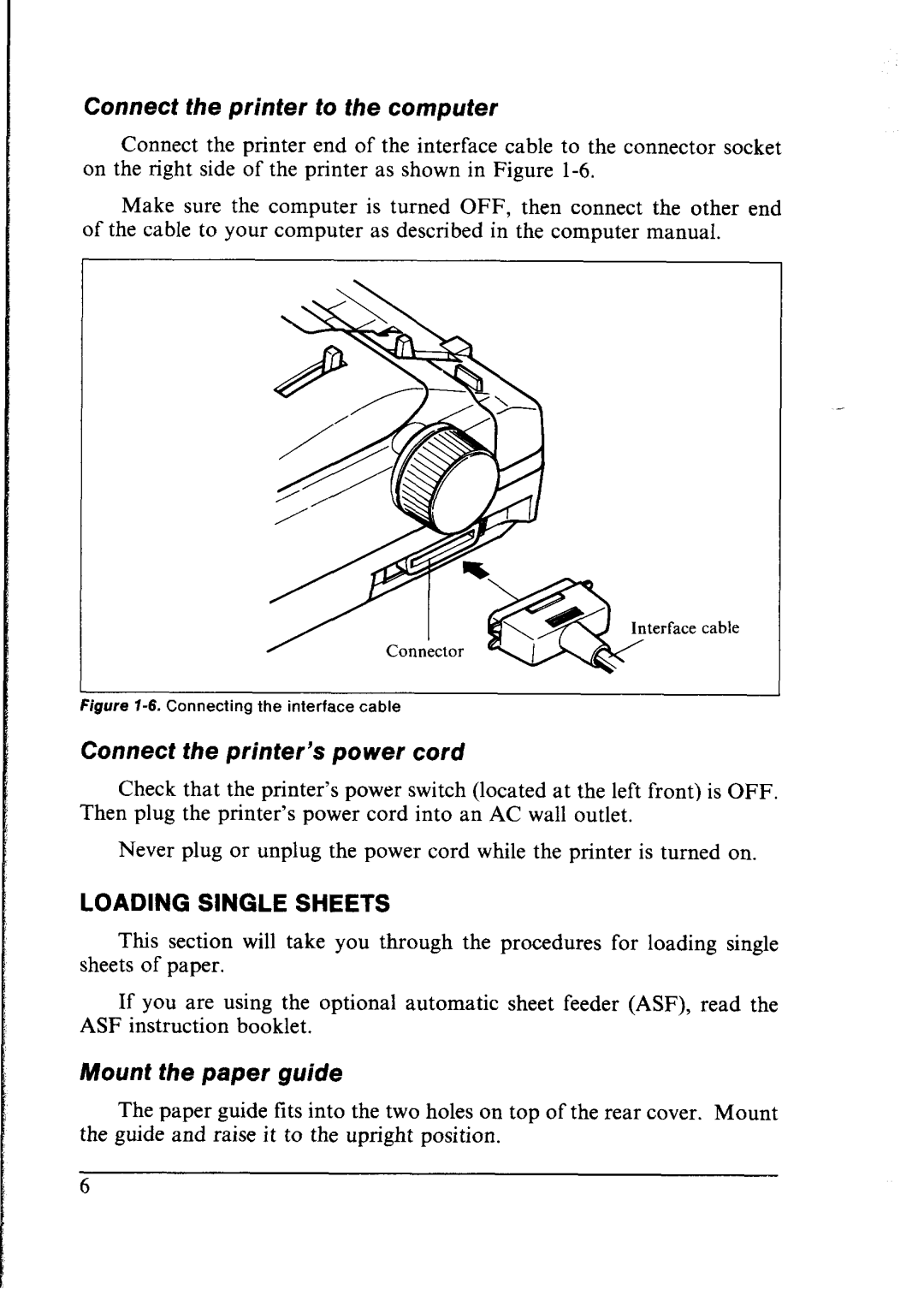 Star Micronics NX-2400 user manual Connect the printer to the computer, Mount the paper guide 