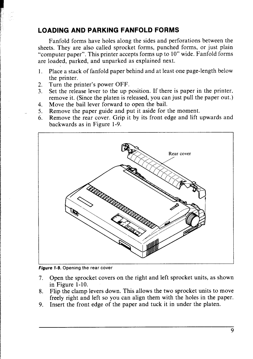 Star Micronics NX-2400 user manual Loading and Parking Fanfold Forms 