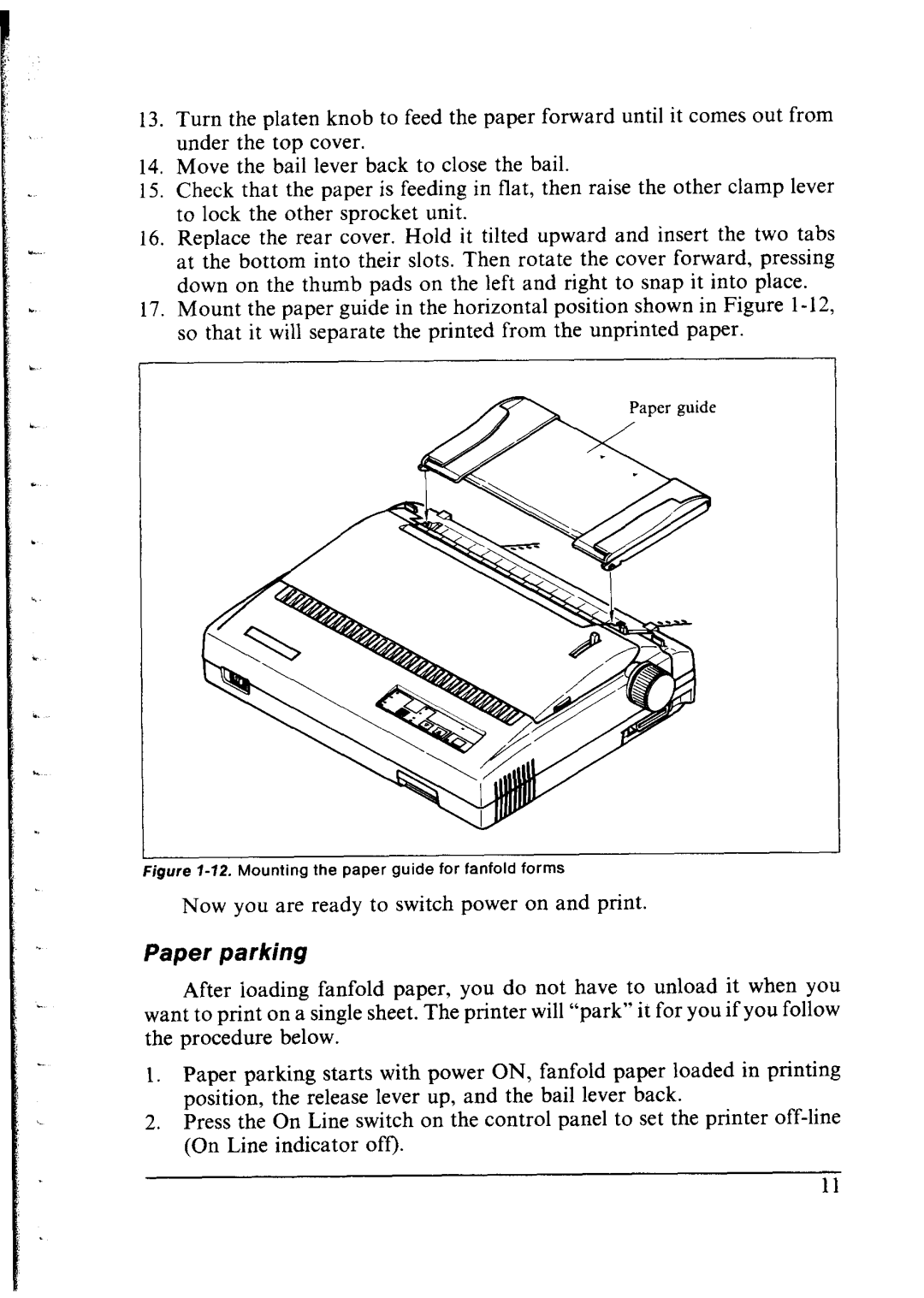 Star Micronics NX-2400 user manual Paper parking 