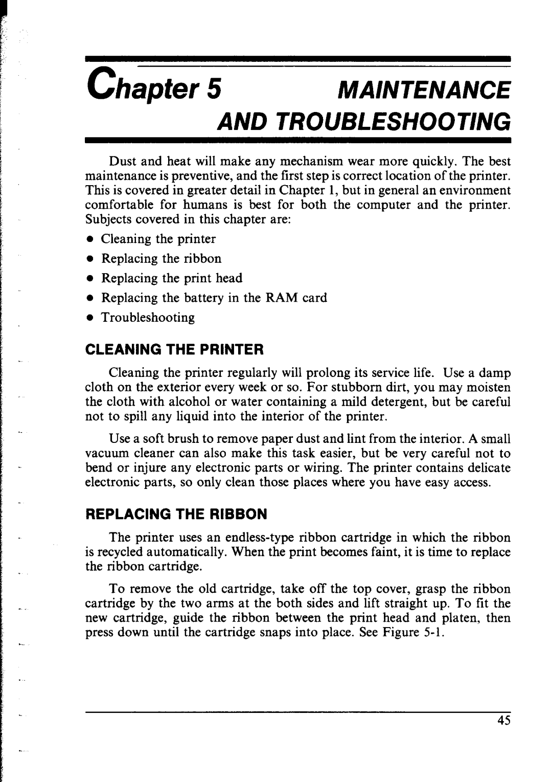 Star Micronics NX-2400 user manual Cleaning the Printer, Replacing the Ribbon 