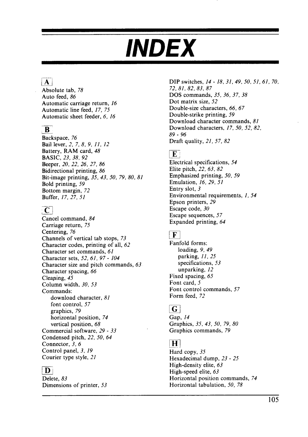 Star Micronics NX-2410 user manual Index 