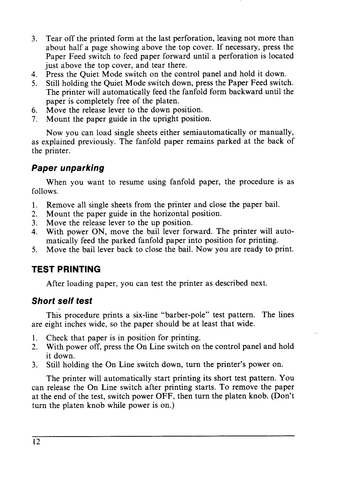 Star Micronics NX-2410 user manual Test Printing 