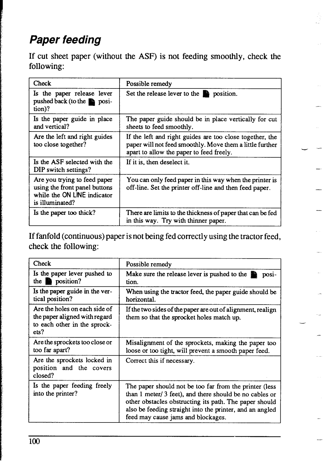 Star Micronics NX-2415 user manual Paper feeding 