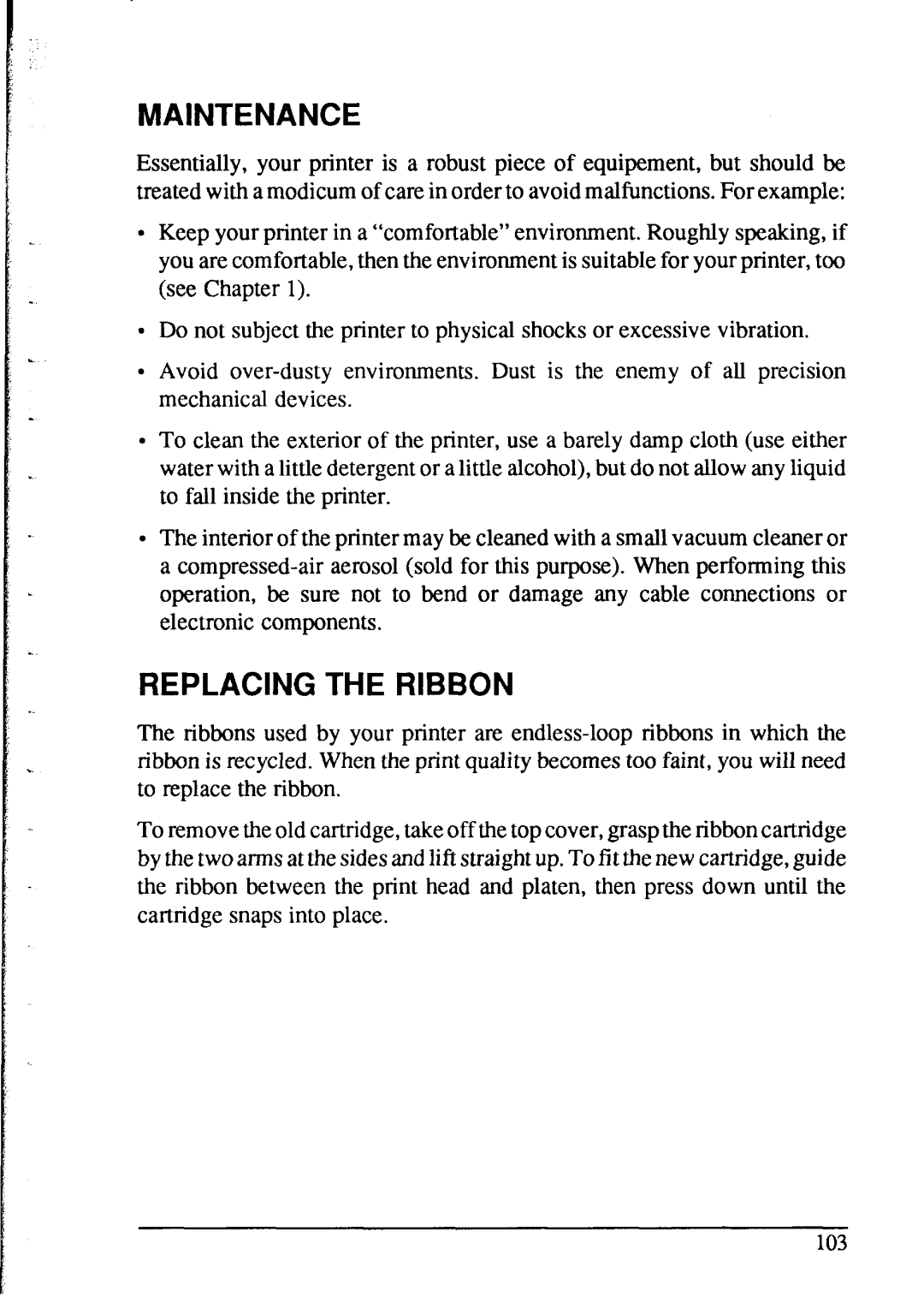 Star Micronics NX-2415 user manual Maintenance, Replacing the Ribbon 